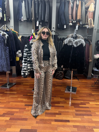 Kokomo SEQUIN LEOPARD FOIL PALAZZO PANT-NATURAL