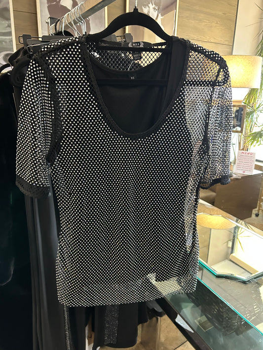 AZI Jeweled Zoey Two Piece Netted Top