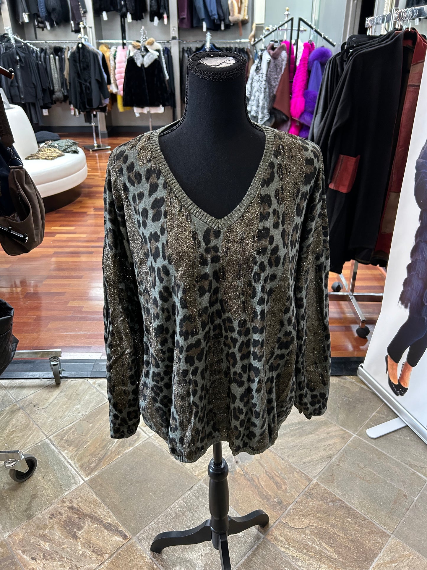 Look Mode Animal Print Sweater One Size Top