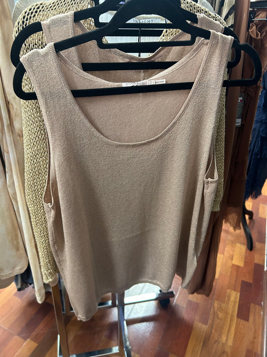 Esqualo Camisole Lurex Gold Sleeveless Top