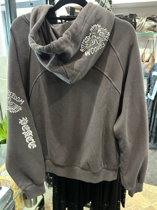 Just Madison Apparel Charcoal Wolf Hoodie Sweatshirt Top
