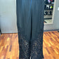Origami Black Crochet-Detail Lined Drawstring Pants
