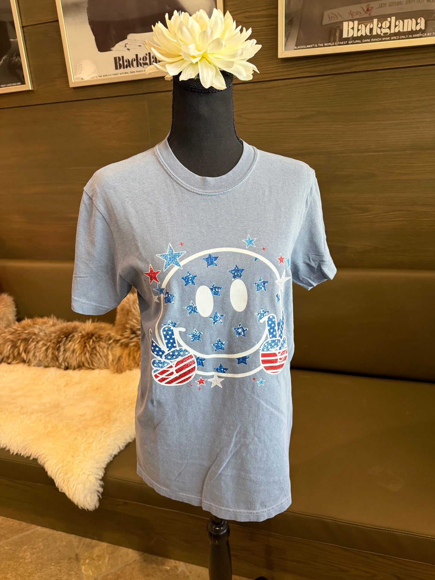 Smiley Face Tee – Patriotic Peace Sign