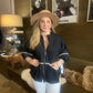 IC Collection Stretch Rouched Sleeve Rouched Stand Neck Sip up Jacket