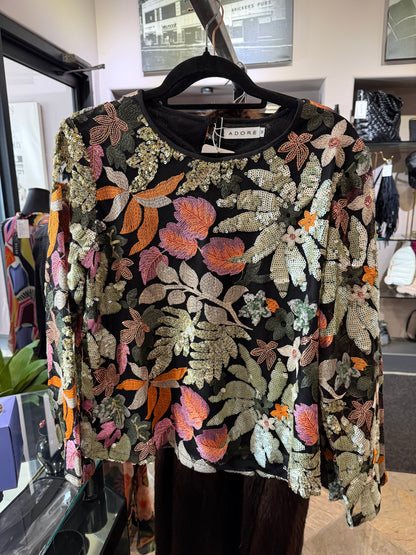 Adore 3D Floral Sequin Beaded Fancy Top
