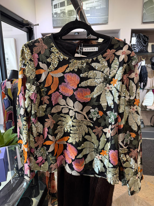 Adore 3D Floral Sequin Beaded Fancy Top