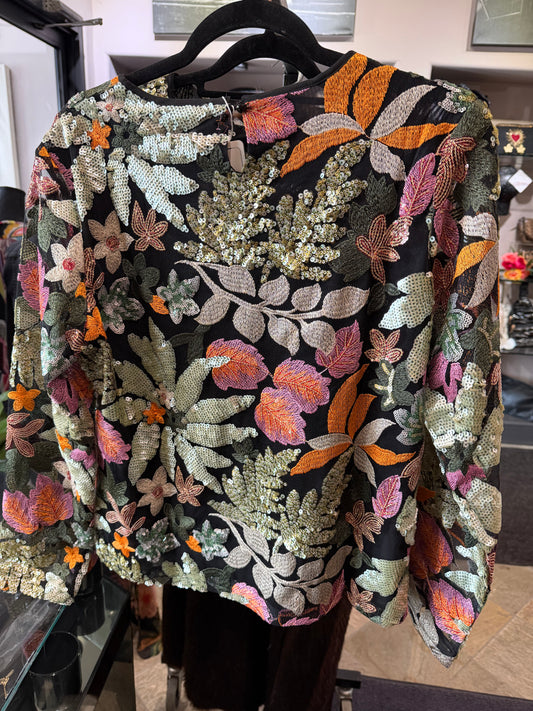 Adore 3D Floral Sequin Beaded Fancy Top