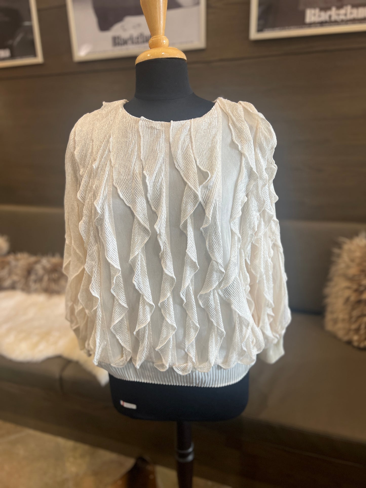 Joh Wynette Woven Ruffled Sweater Top