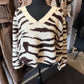 Gigio Zebra Print V-Neck Boxy Sweater
