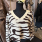 Gigio Zebra Print V-Neck Boxy Sweater