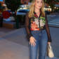 Paparazzi Floral Print Long Sleeve Sheer Button Front Top w/ Cami