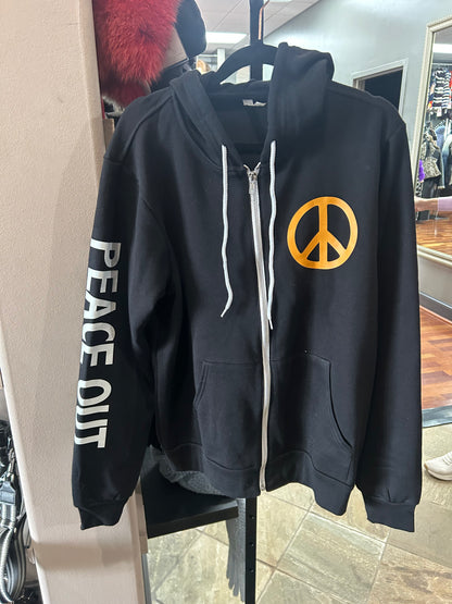 Peace Out Zip Front Hoodie