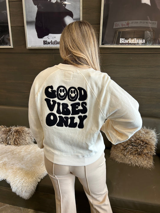 Madison Apparel Ivory GOOD VIBES ONLY Crewneck Sweatshirt