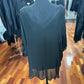 Gigi Moda Black V-Neck Silk Kaftan Style Blouse with Raw Edge Hem on Bottom Layer One Size Fits