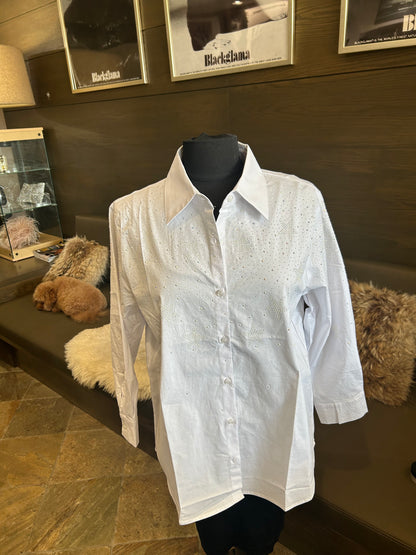 Joh Jasmine Shirt with Sparkling Diamond Studs Button Down Collared Shirt Top