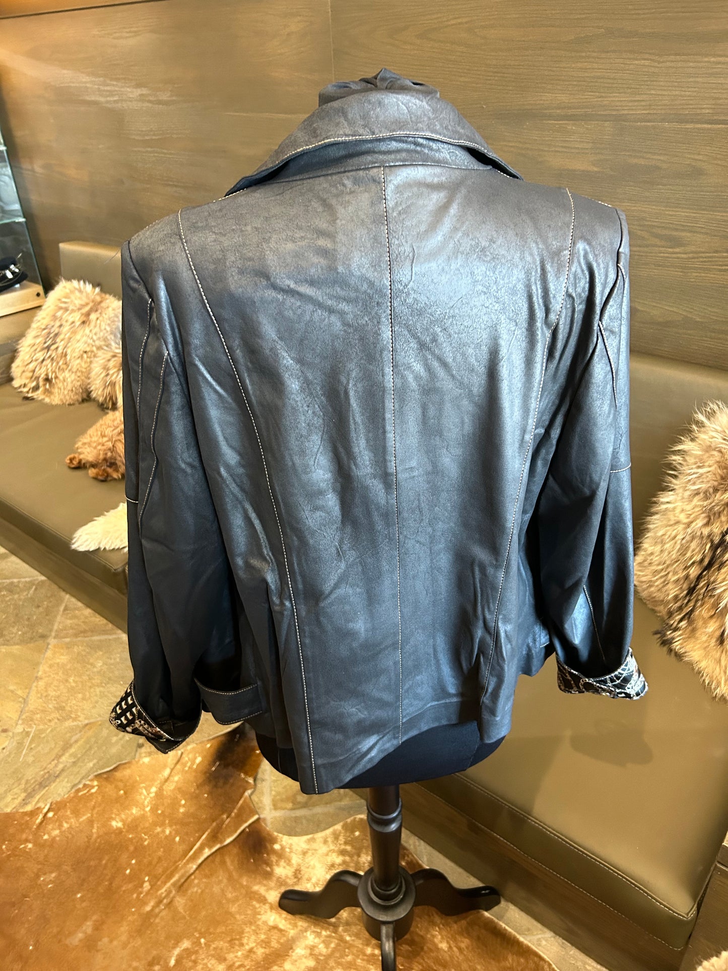 Insight Leather Look Black Moto Gold Zip Jacket