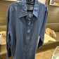 Manosque Made in Italy Chambray Button Down Long Sleeve Top O/S