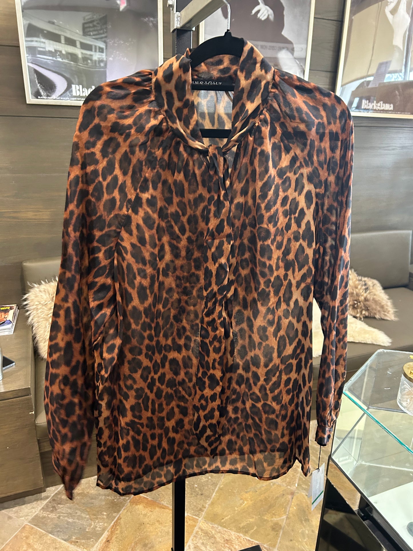 Insight Leopard Blouse with Bow Neck