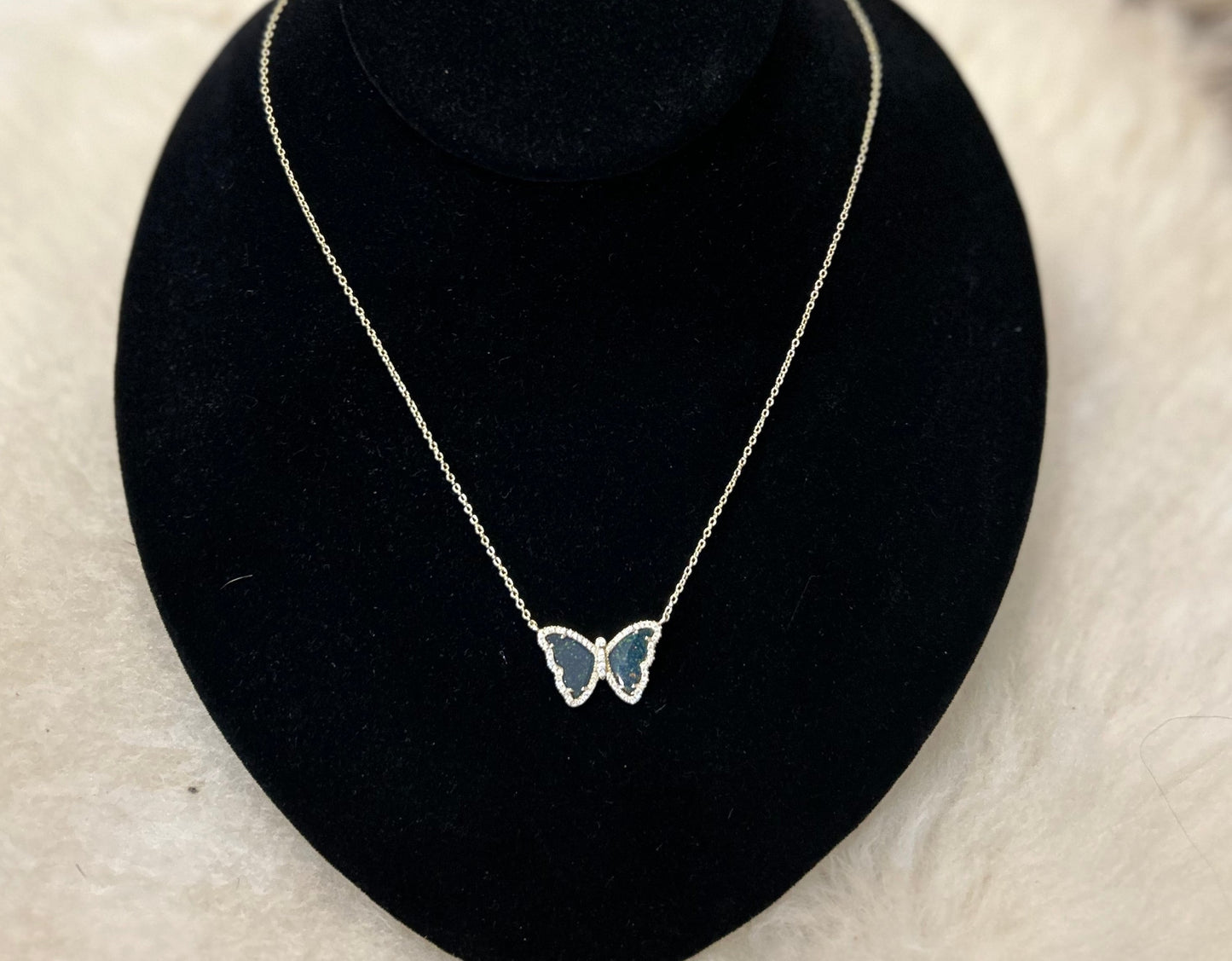 Kamaria Opal Butterfly Necklace with Crystals