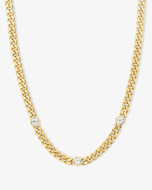 Melinda Maria Julian Triple Diamond Cuban Chain Necklace 18"