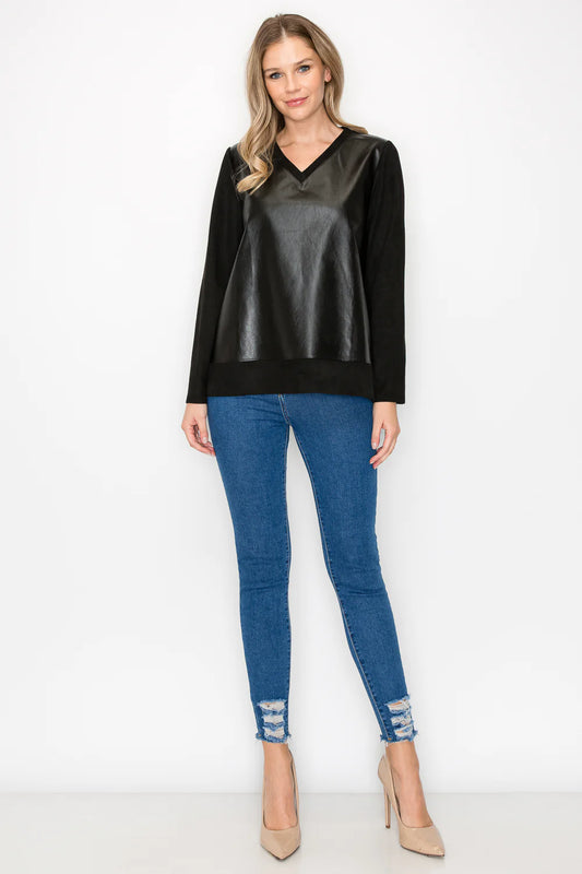 Joh Annabelle Suede Top with Leather