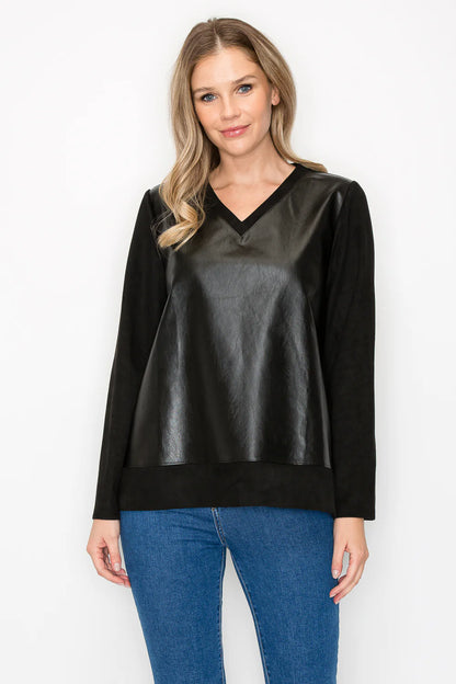 Joh Annabelle Suede Top with Leather