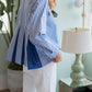 Joh Jenn Button Down Collared Striped Blouse Shirt