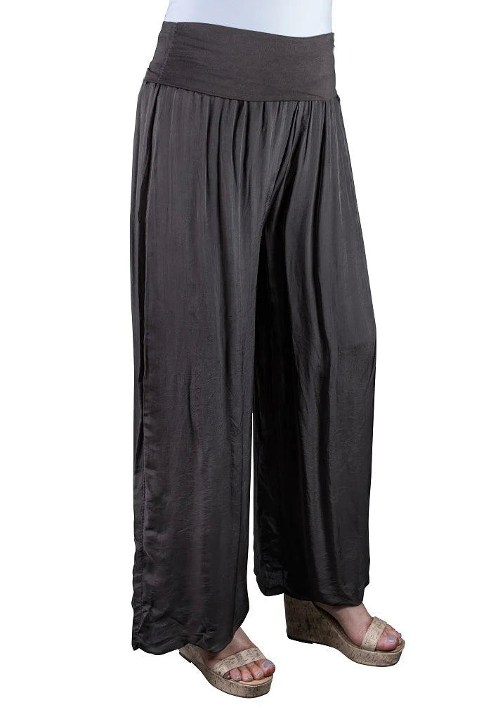 Tina Stephens Made in Italy Mercedes Foldover Waist Silk Pant