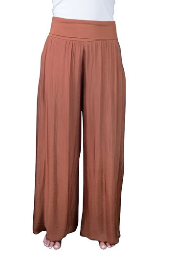 Tina Stephens Made in Italy Mercedes Foldover Waist Silk Pant