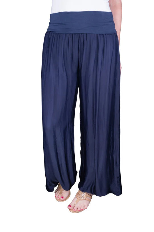 Tina Stephens Made in Italy Mercedes Foldover Waist Silk Pant