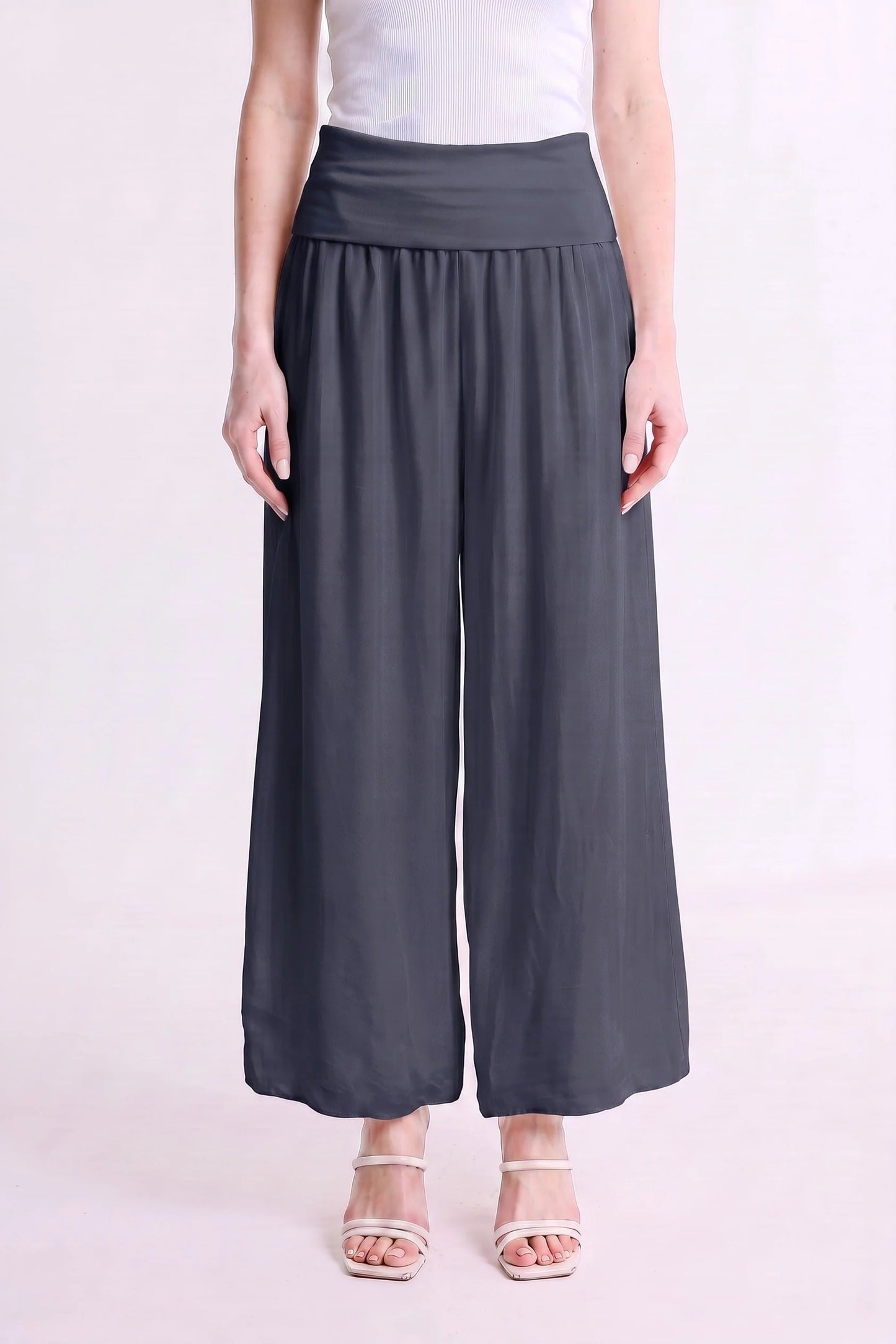 Tina Stephens Made in Italy Mercedes Foldover Waist Silk Pant