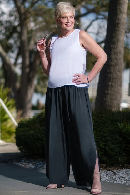 Tina Stephens Evalyn Viscose Side Slit Pant