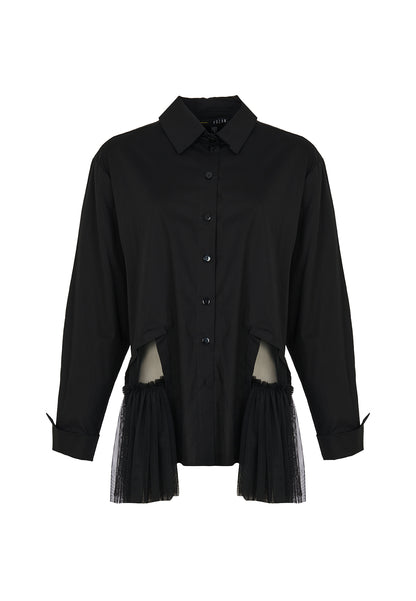 Kozan Black Pierce Button Down Collared Shirt Top