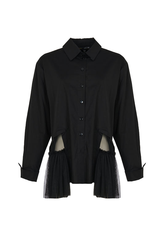 Kozan Black Pierce Button Down Collared Shirt Top