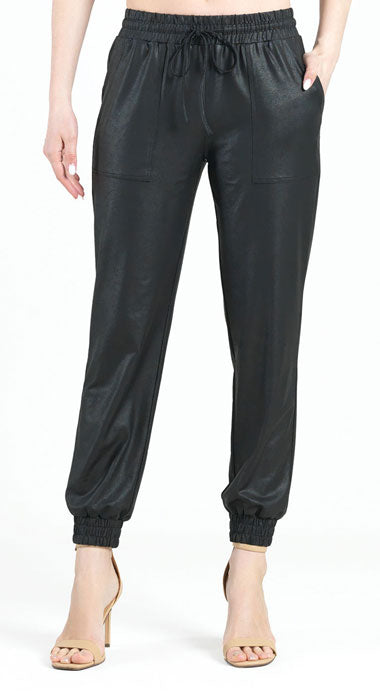 Clara Sun Woo Liquid Leather Pull-On Jogger Pant