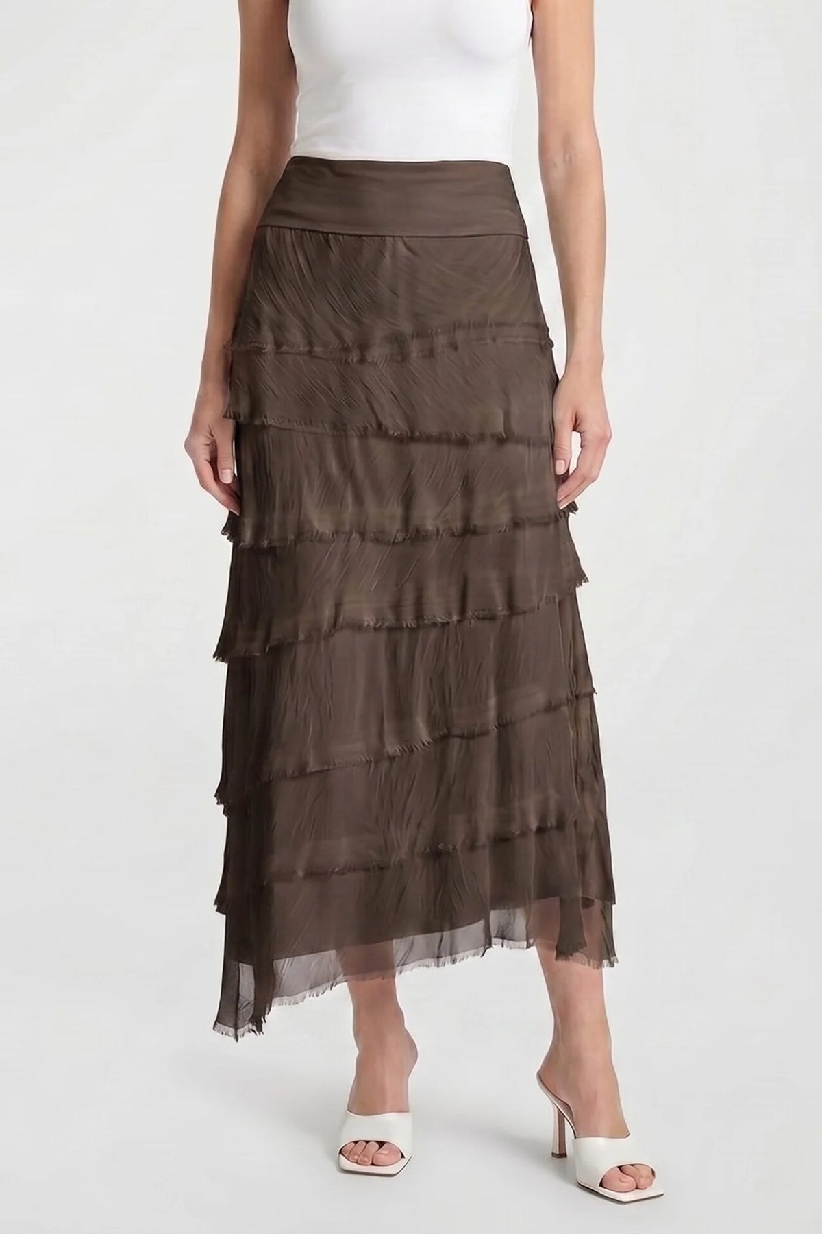 Tina Stephens Elisa Silk Ruffle Skirt One Size Fits