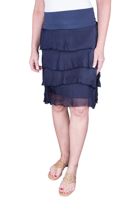 Tina Stephens Marisa Silk Ruffle Skirt