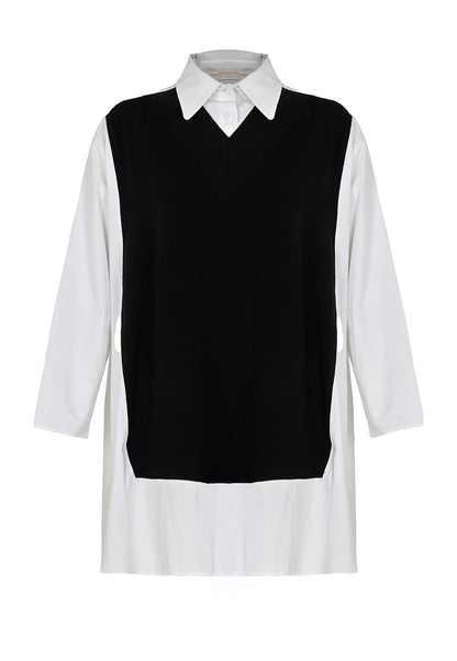 Kozan Black and White Obsidian Beckham Tunic Top