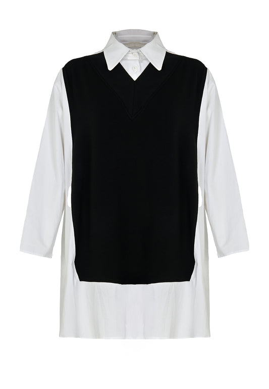 Kozan Black and White Obsidian Beckham Tunic Top