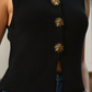 Jade by Jane Sleeveless Vest Button Down Sweater