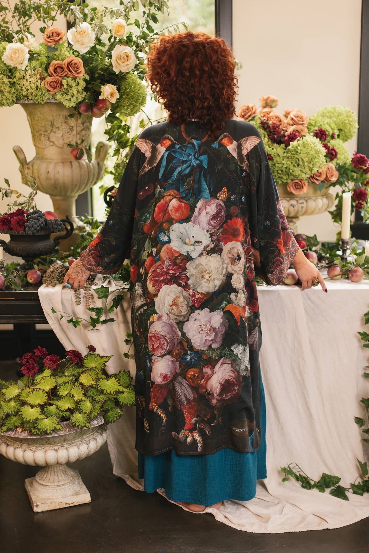 Market of Stars Flight of Fancy Opera Duster Kimono Robe Hummingbird P ...