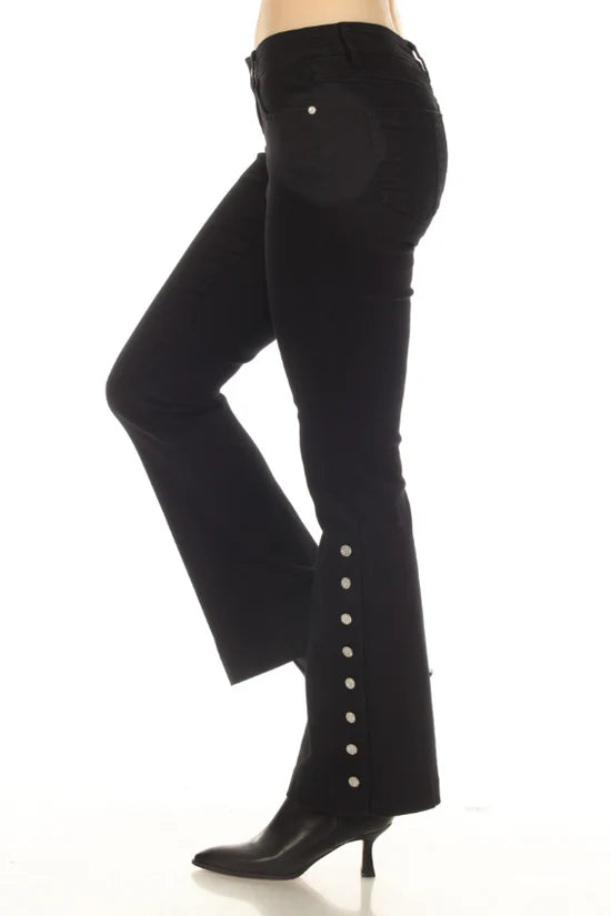 AZI Black Denim Jeans w/Rhinestone Flare Jeans