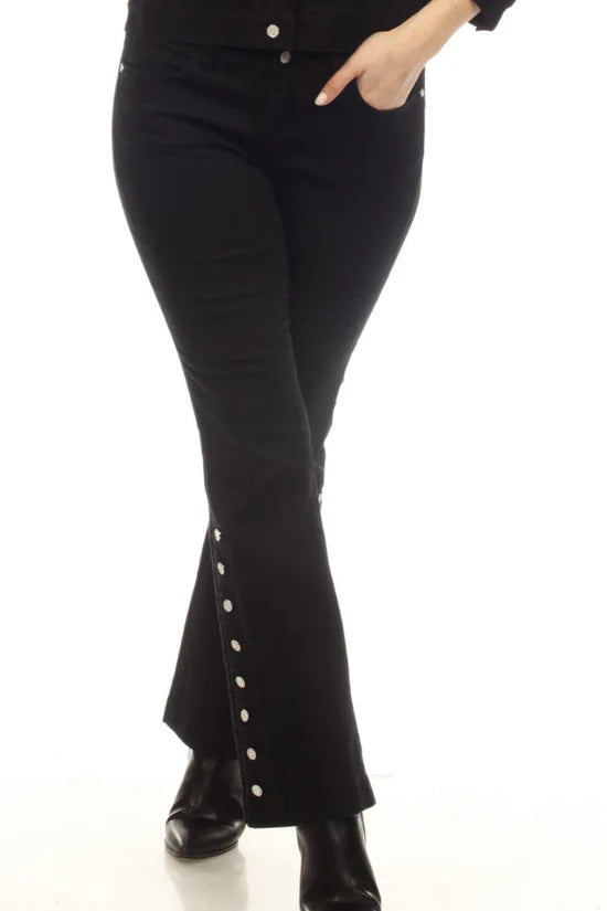 AZI Black Denim Jeans w/Rhinestone Flare Jeans