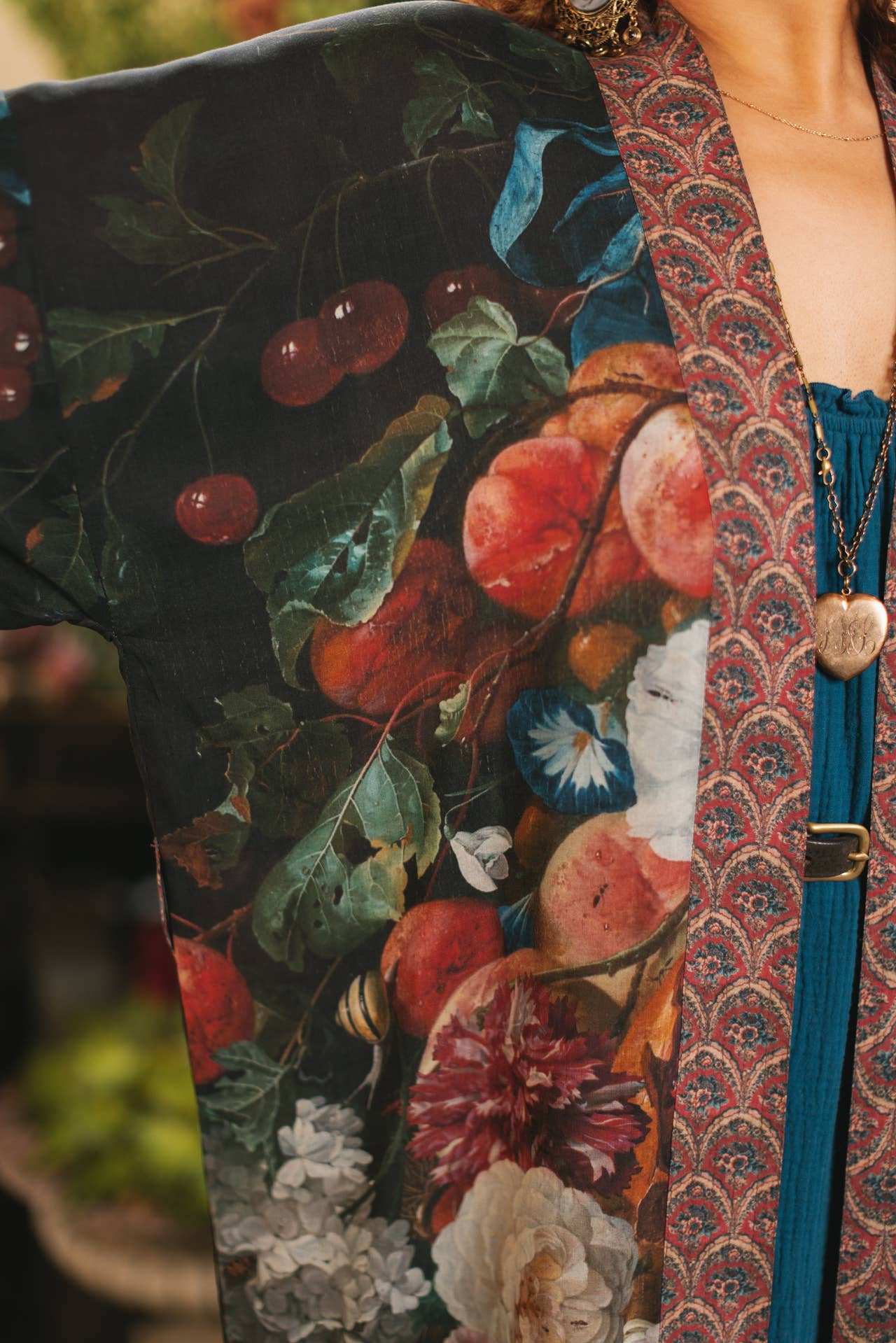 Market of Stars Flight of Fancy Opera Duster Kimono Robe Hummingbird Print