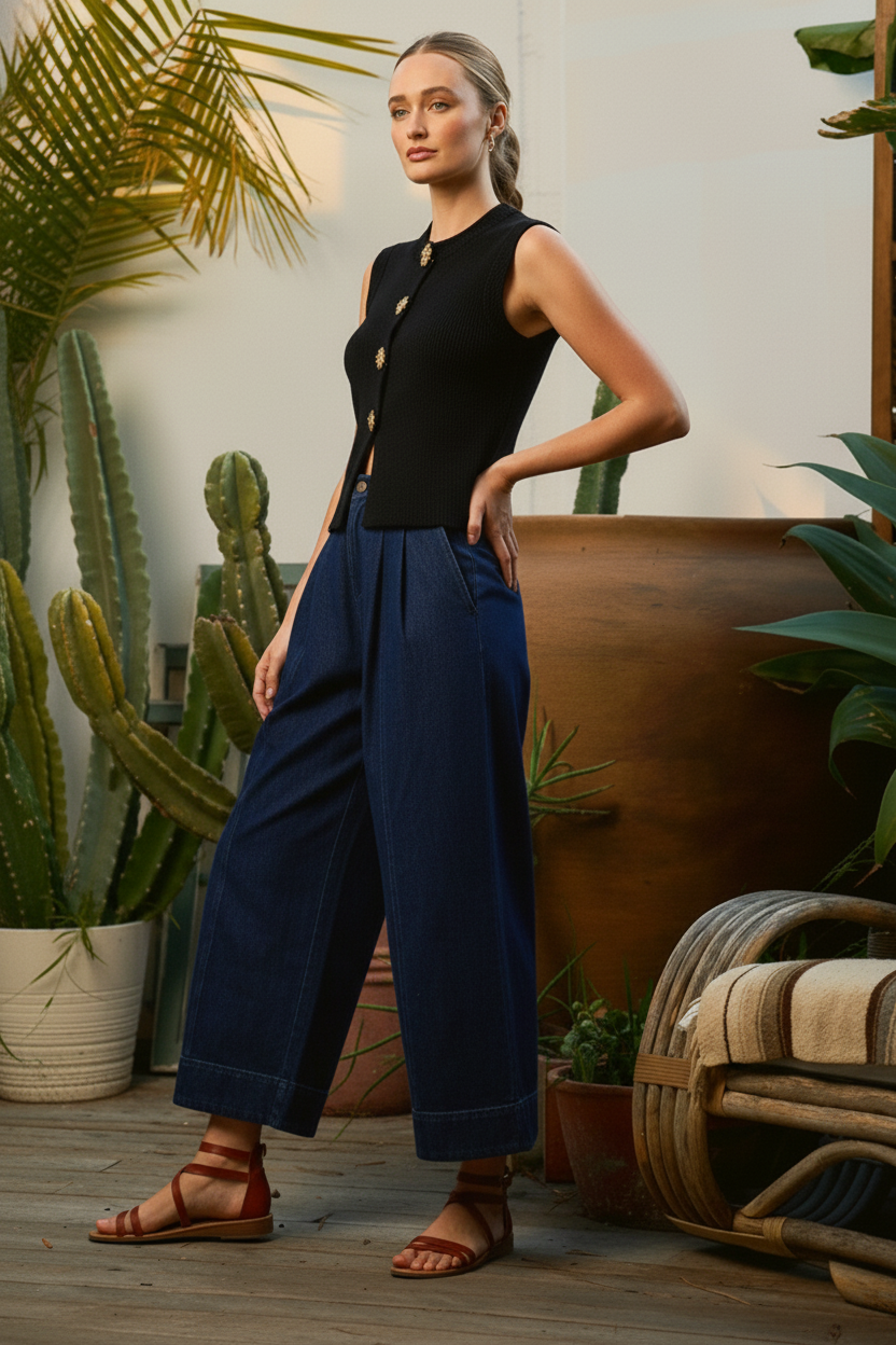 Jade by Jane Sleeveless Vest Button Down Sweater