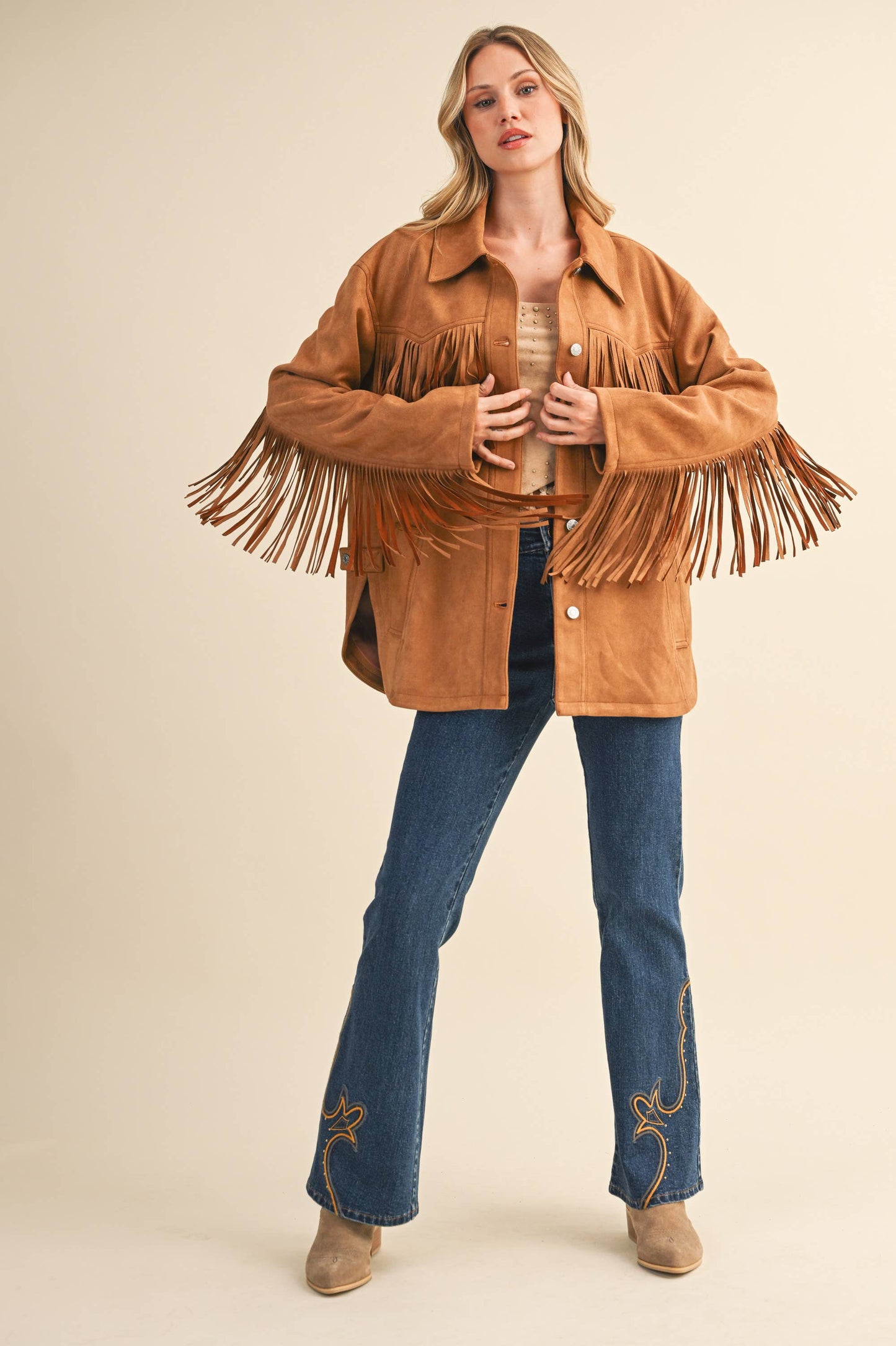 Klesis Suede Fringe Oversided Jacket