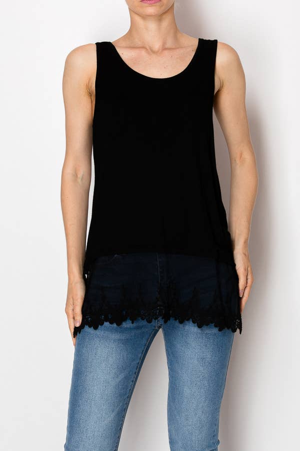 Origami Floral Laced Hem Tank Top