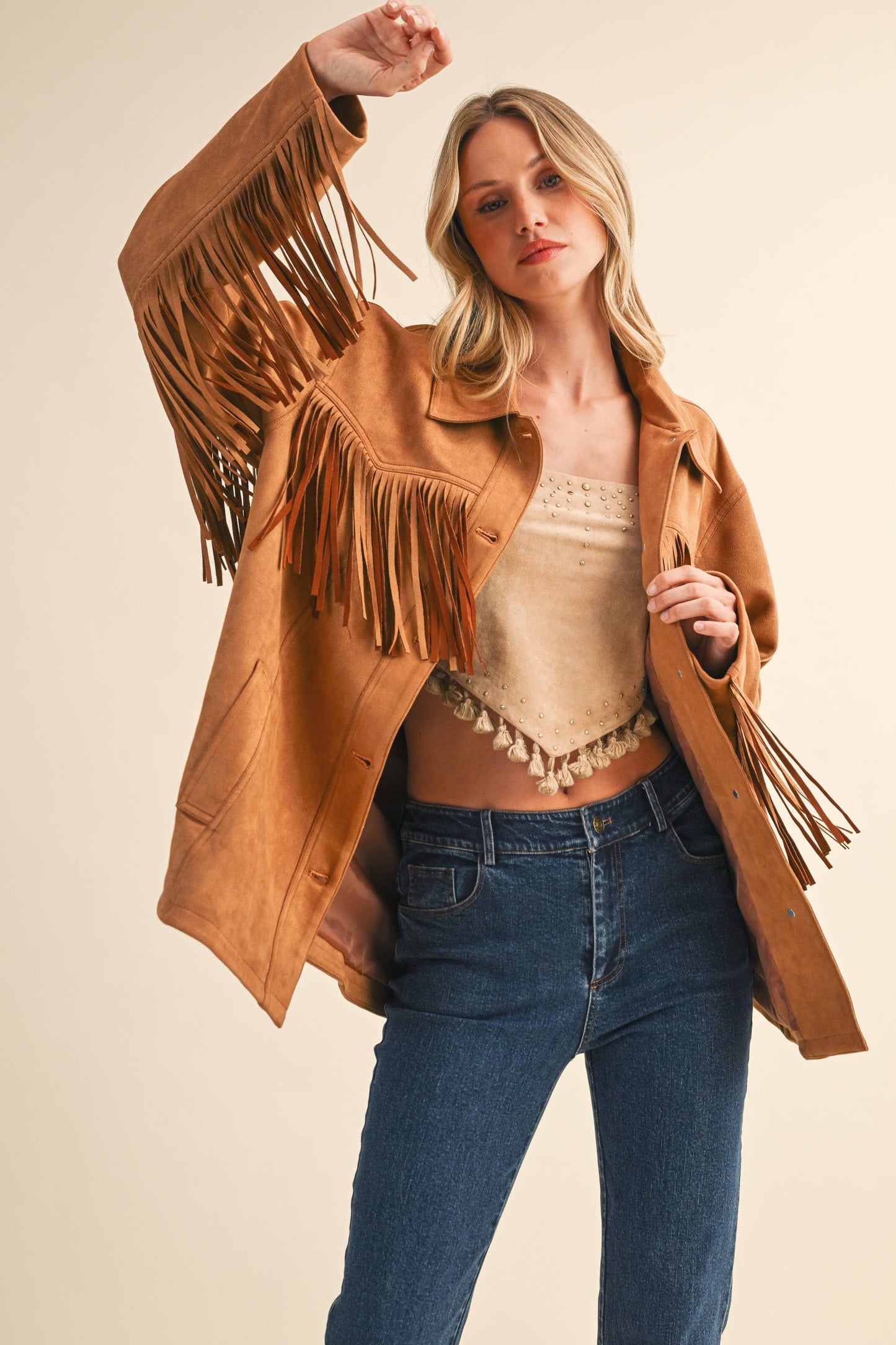 Klesis Suede Fringe Oversided Jacket