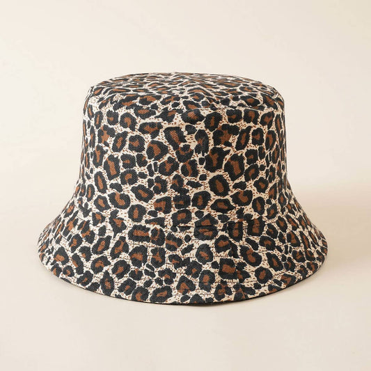 ACCITY FASHION NICHE LEOPARD PRINT BUCKET HAT
