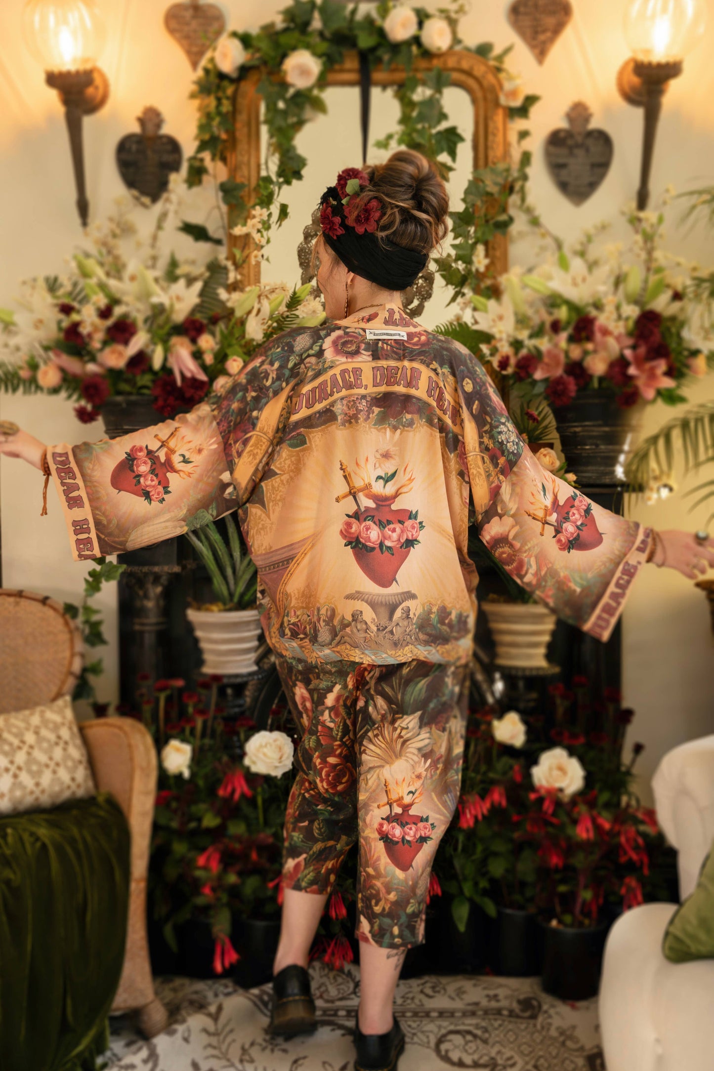 Market of Stars Courage Dear Heart Pixie Duster Crop Kimono w/ Sacred Heart